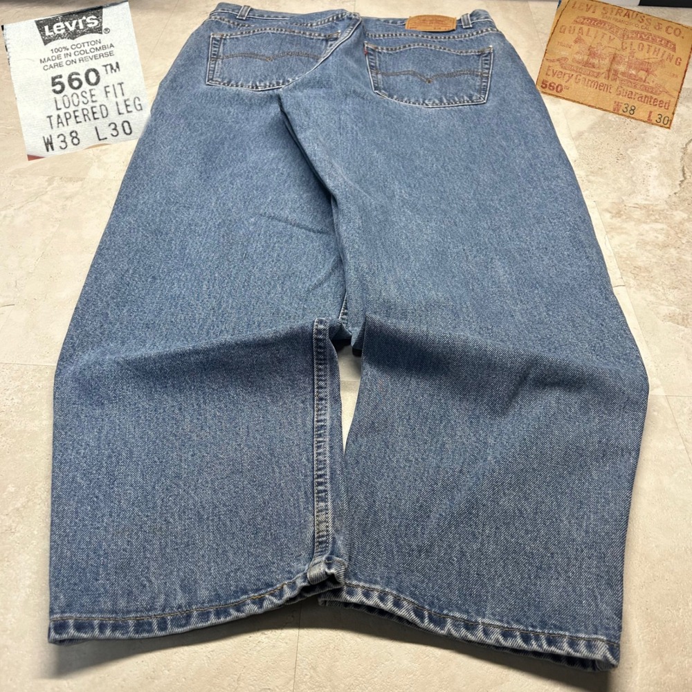 Levis 560 Loose Fit Tapered Leg Jeans Blue Mens 38x30 Vintage Medium Wash Denim